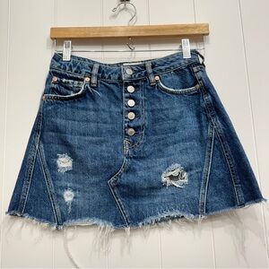 Free People We The Free Distressed Denim Cut Off Jean Short Mini Skirt Size 27
